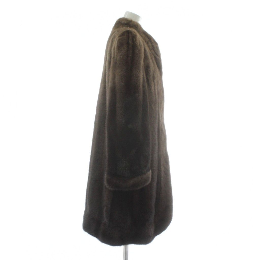 ニナリッチ NINA RICCI ミツコシ ファーコート アウター 毛皮 ミンク ロング 肩パッド 茶色 ブラウン XZ GY 18
