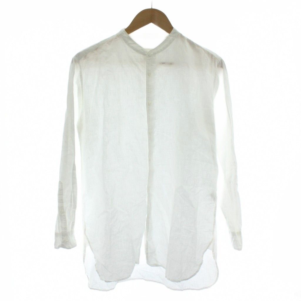 トゥジュー スタンド シャツ ブラウス 長袖 麻 リネン F 白 ホワイト PP GY 18
