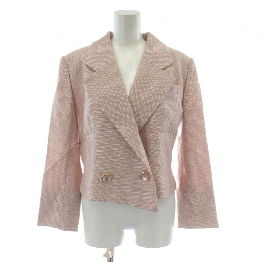 クリスチャンディオール Christian Dior セットアップ ジャケット ショート丈 スカート 膝丈 タイトスカート ブレザー 絹 シルク 9 ピンク PP
