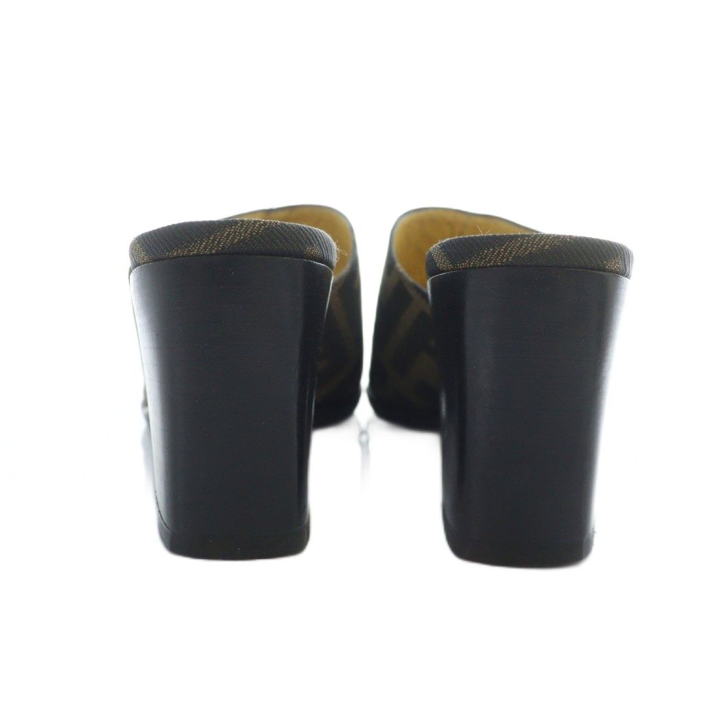 フェンディ FENDI サンダル ミュール スクエアトゥ ロゴ ズッカ柄