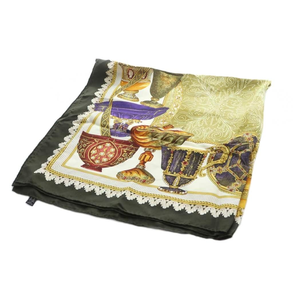 ロエベ LOEWE 大判スカーフ ストール ロゴ 総柄 絹 シルク マルチ