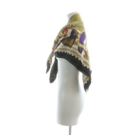 ロエベ LOEWE 大判スカーフ ストール ロゴ 総柄 絹 シルク マルチ