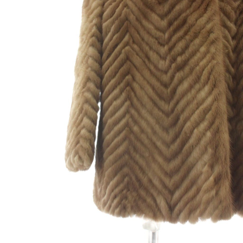 ノーブランド ファーコート アウター 毛皮 ミンク ミドル 9 M 茶色