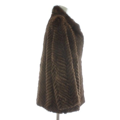 ノーブランド ファーコート アウター 毛皮 ミンク ミドル 肩パッド 13 XL 茶色 ブラウン XZ GY 18