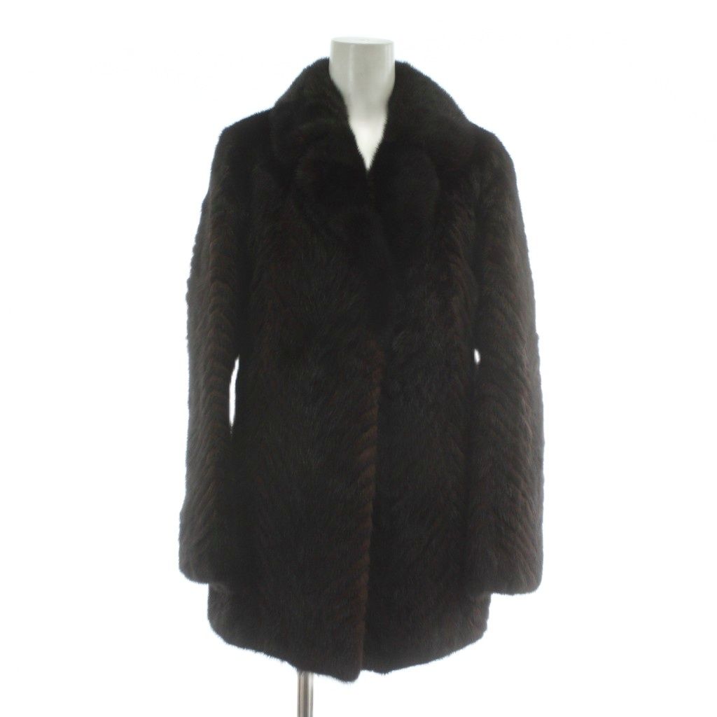 ノーブランド ファーコート アウター 毛皮 ミンク ミドル 13 XL 茶色 ブラウン XZ GY 18