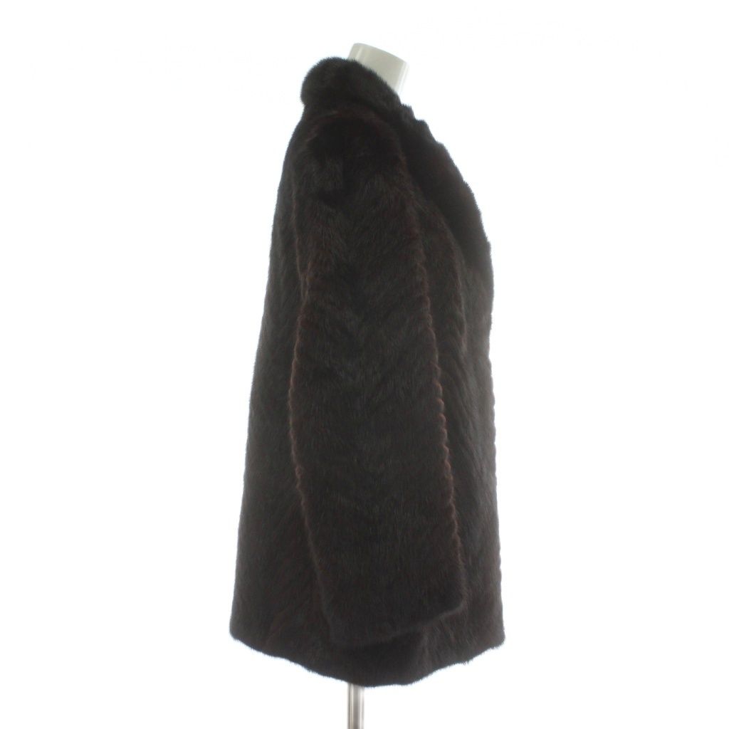 ノーブランド ファーコート アウター 毛皮 ミンク ミドル 13 XL 茶色 ブラウン XZ GY 18