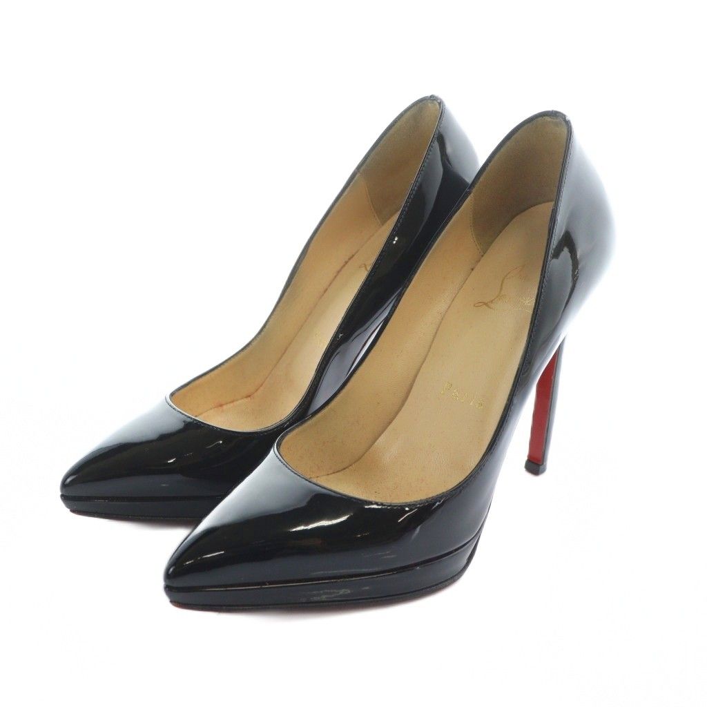 クリスチャンルブタン Christian louboutin パンプス ハイヒール ポインテッドトゥ エナメル ロゴ 35 5 22 cm 黒 ブラック GY 18 MQ