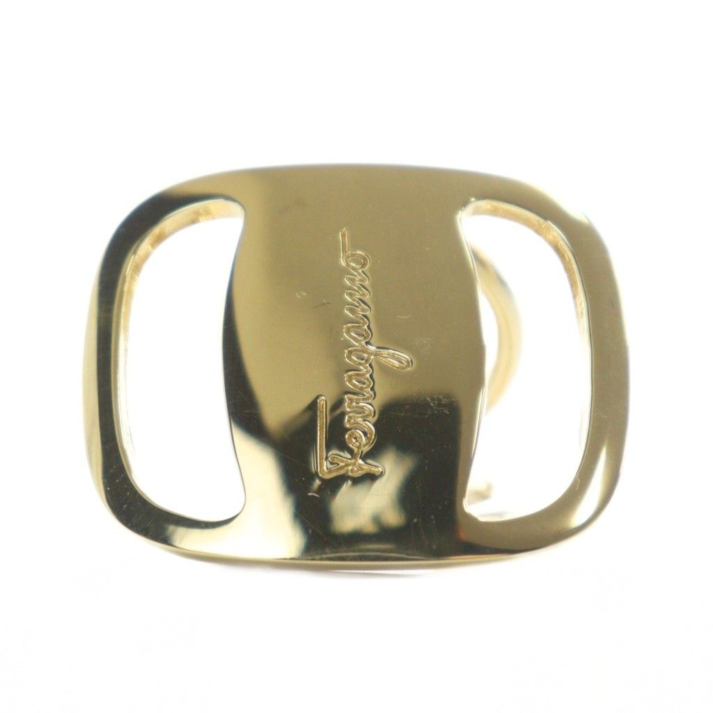 サルヴァトーレフェラガモ Salvatore Ferragamo スカーフリング ロゴ ゴールド色 GY 18 MQ