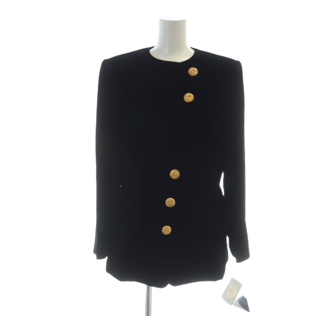 クリスチャンディオール 金ボタン シルク クロップド丈 ノーカラージャケット L クリスチャンディオール Christian Dior ノーカラージャケット タグ