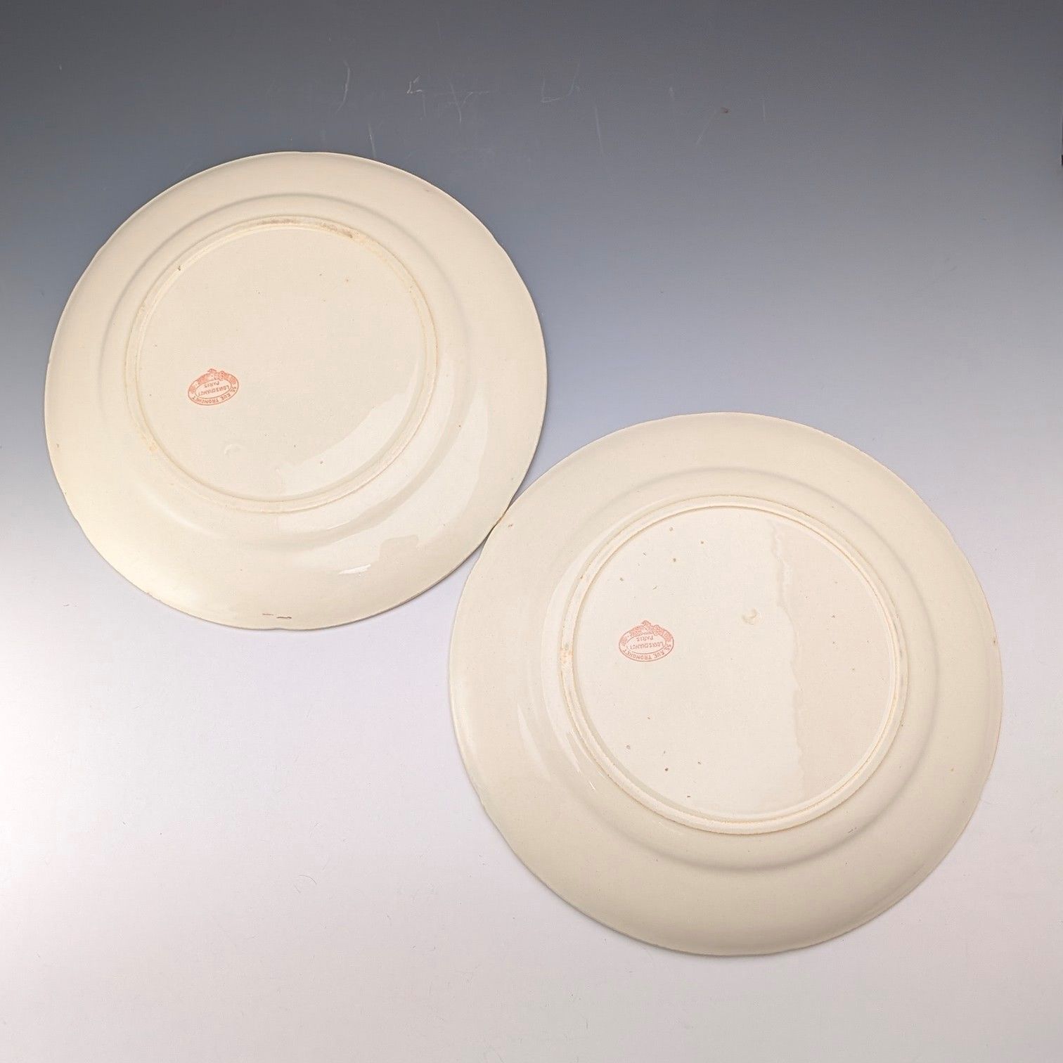 フレンチアンティーク ジャポニズムデザイン 硬質陶器製 サイドプレートペア② フレンチアンティーク ジャポニズムデザイン 硬質陶器製 サイド
