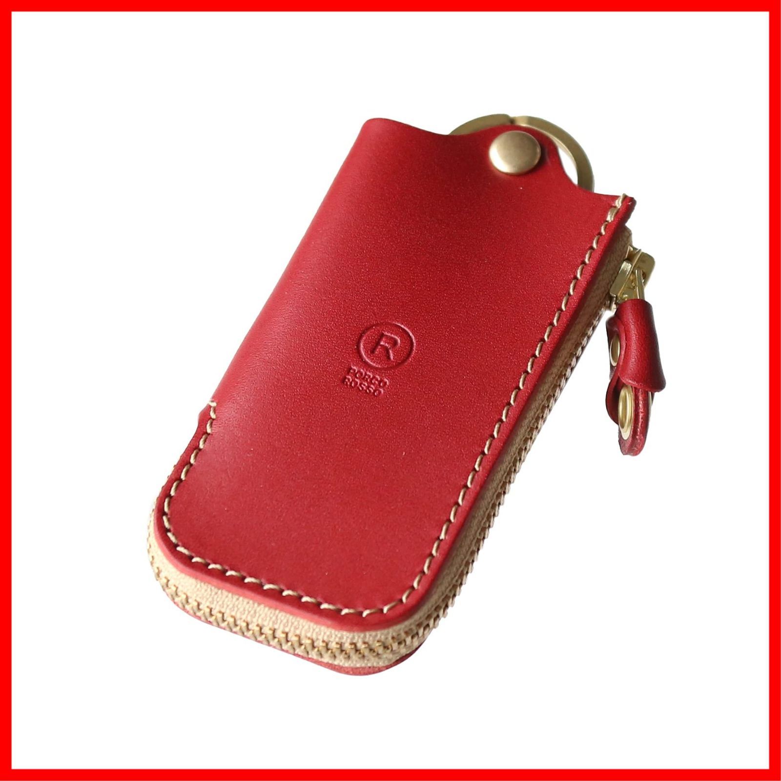 キーケース スマートキーケース メンズ ポルコロッソ レディース 本革 栃木レザー スマートキー キー キーホルダー 革 ファスナー ブランド 赤 レッド sokunou