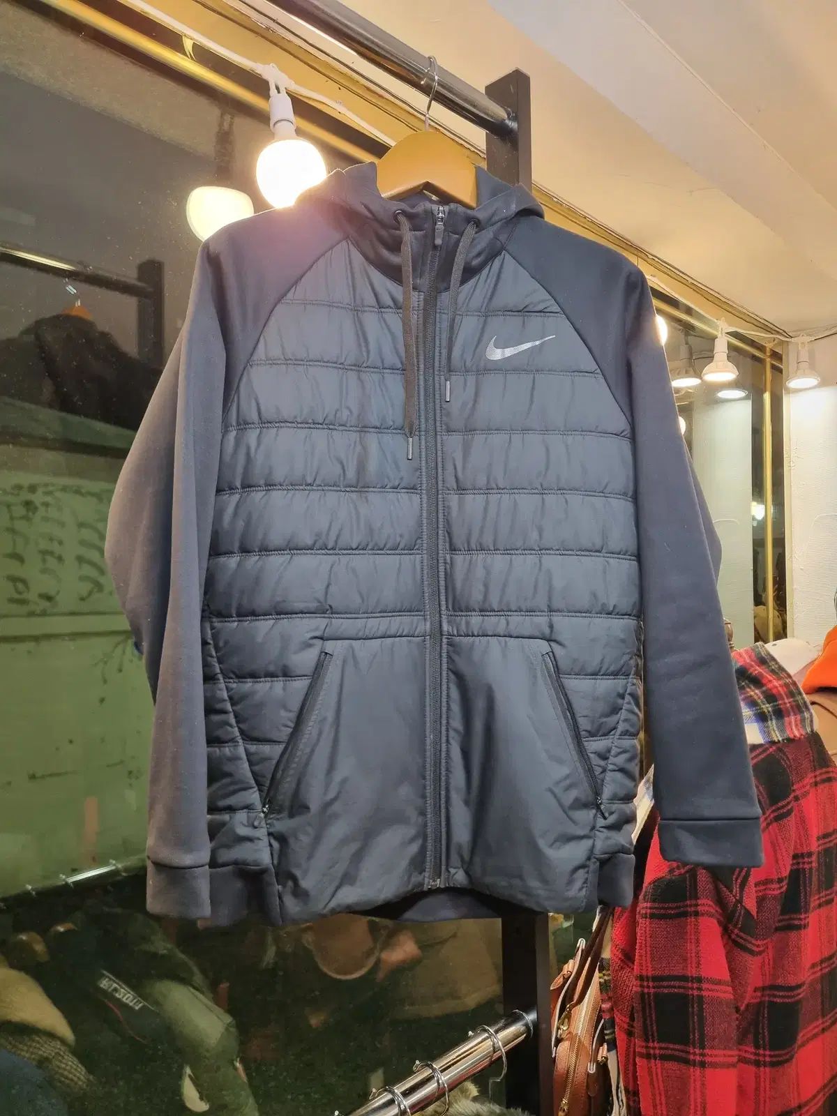 XLサイズ NIKE スコッチ ロゴ ミシュラン スティッチ フードジップアップ ブラック