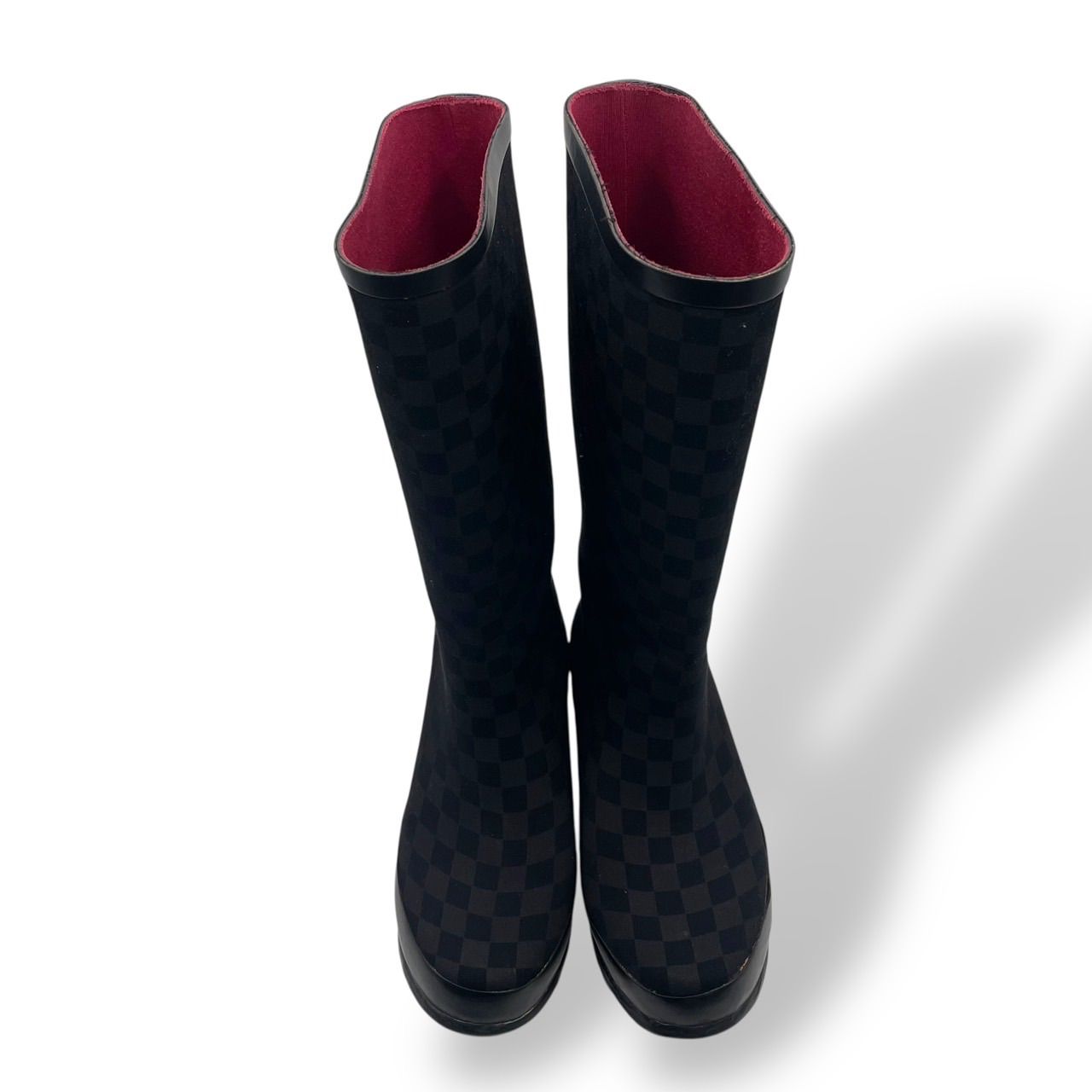 超 L.L. Bean エルエルビーン レインブーツ ロングブーツ 市松模様 ブロック y 2 k archive 00 s 黒 ブラック 26 cm