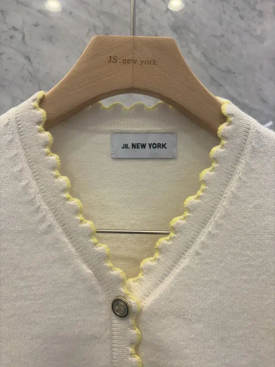 JS YORK スタイル 当日配送 Vネック なみなみ柄 バイ 袖 POINT ニットカーディガン