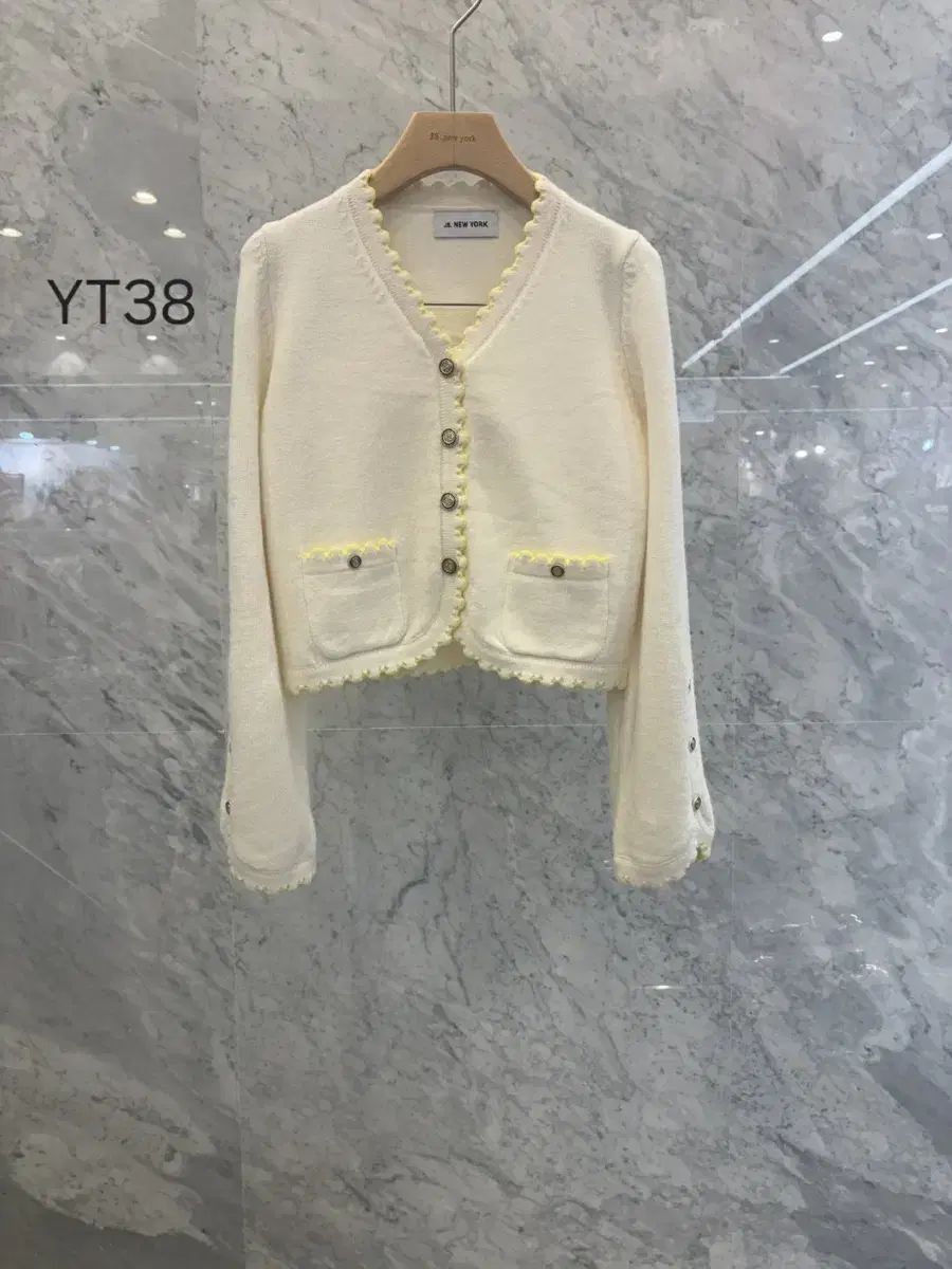 JS YORK スタイル 当日配送 Vネック なみなみ柄 バイ 袖 POINT ニットカーディガン