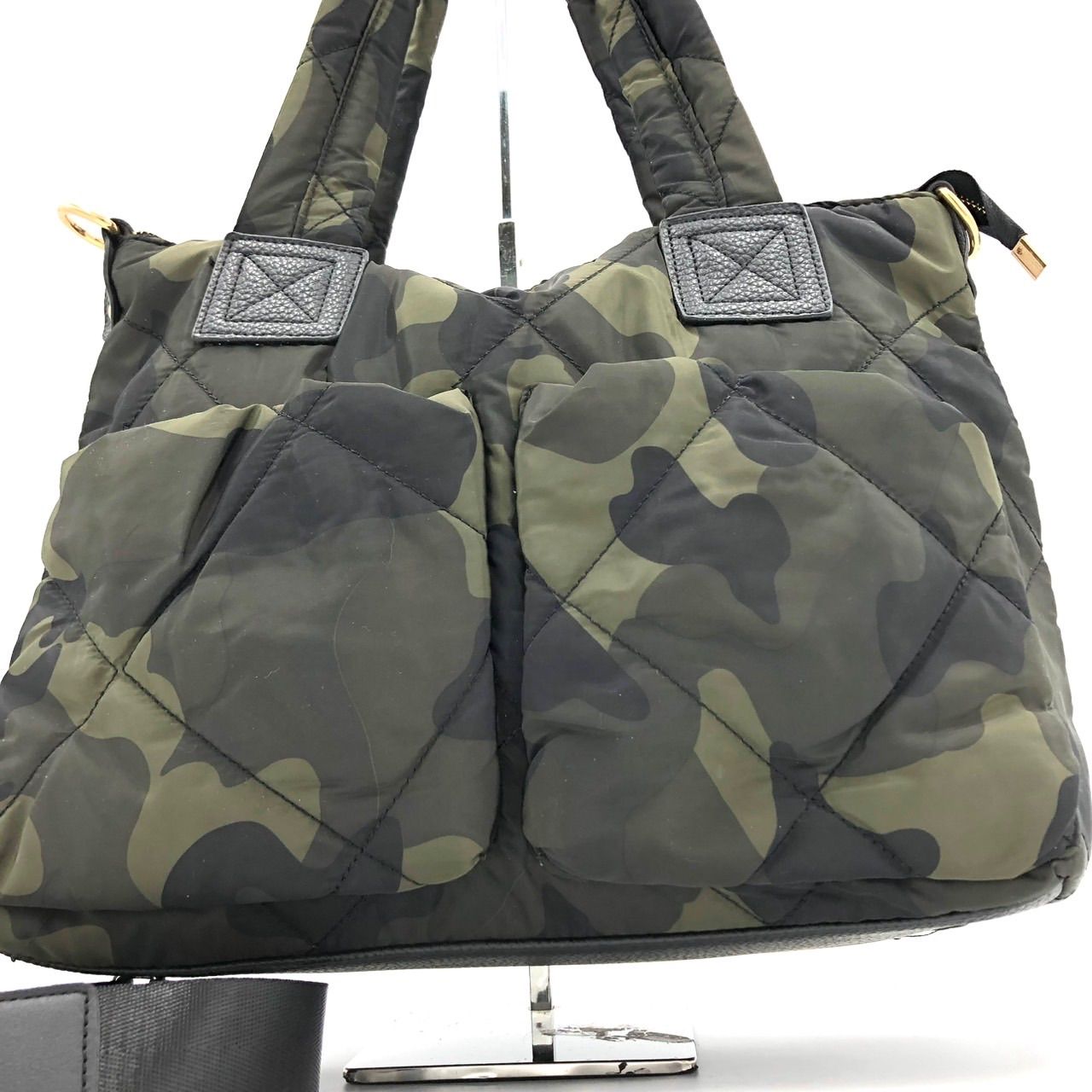 美品】迷彩柄 キルティング 2WAY トートバッグ ショルダーバッグ