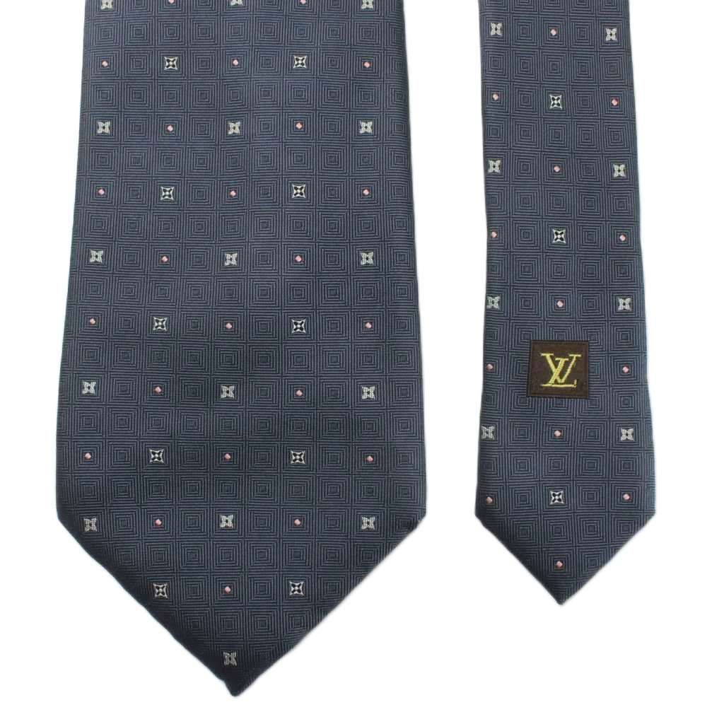 ルイヴィトン LOUIS VUITTON ネクタイ 絹 シルク ワイドタイ 総柄 ロゴ