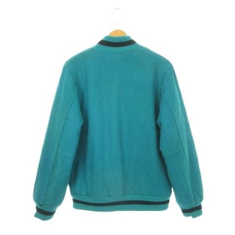 ステューシー STUSSY スタジャン ブルゾン ジャケット ワッペン 刺繍 裏キルティング S 青緑 グリーン AH 19 GY 01