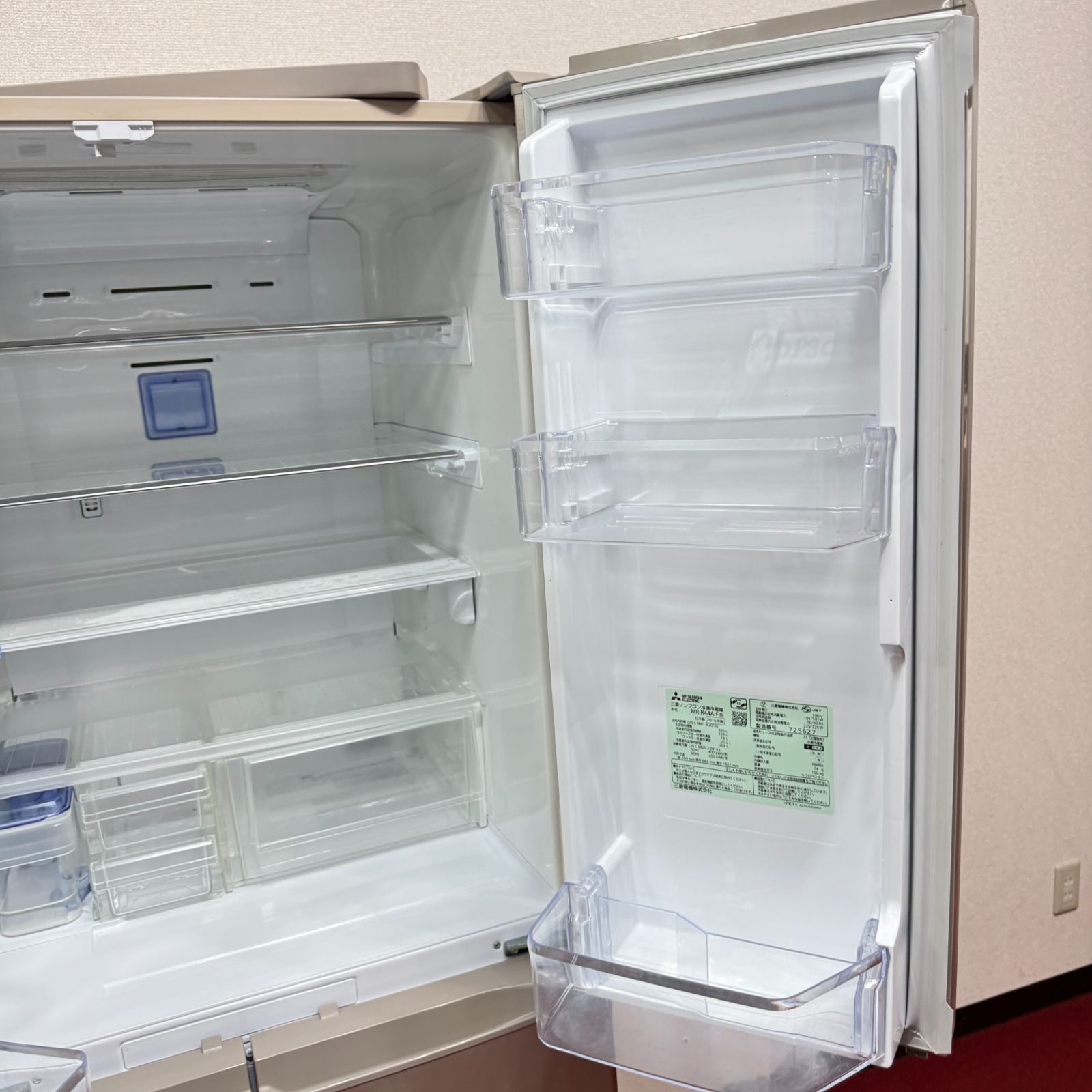 東京23区送料無料 美品三菱6ドア冷蔵庫 2016年製435L製氷有 MR-R44A-F
