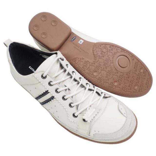 HAMNETT LONDON キャサリンハムネット ロンドン 本革レザー スニーカー シューズ 26 cmホワイト WHT 3965