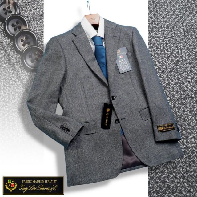 9.6万円 扱い 秋冬 Loro Piana ロロピアーナ 伊製生地 ウール ツイード ジャケットA 7灰 G 3051690