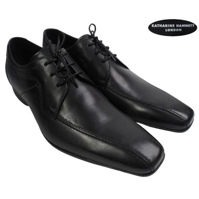 HAMNETT LONDON キャサリンハムネット ロンドン 本革レザー 外羽根 ビジネス シューズ 25 5 cmブラック BLK 3915