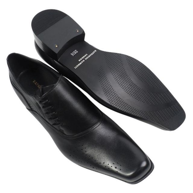 HAMNETT LONDON キャサリンハムネット ロンドン 本革レザー ビジネス シューズ 25.5 cmブラック BLK 3937