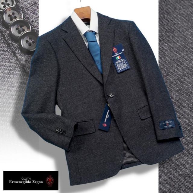 12 9万円 扱い 秋冬 Ermenegildo Zegna ゼニア Trofeo Cashmere 伊製生地 カシミヤ ツイード ジャケットA 6灰 C 3054490