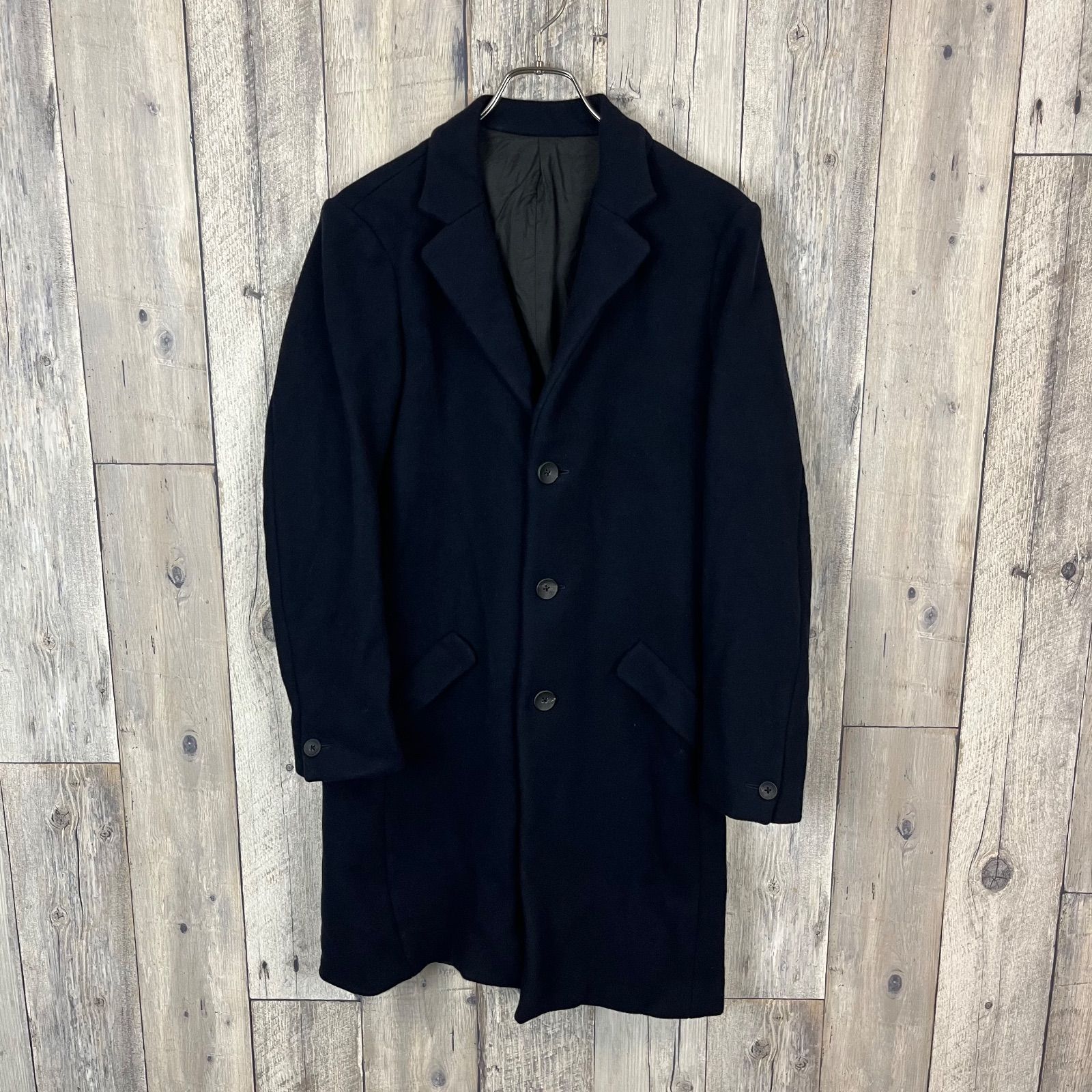 KURO クロ ネイビー メルトンウール ステン コート ロングコート メンズ M サイズ
