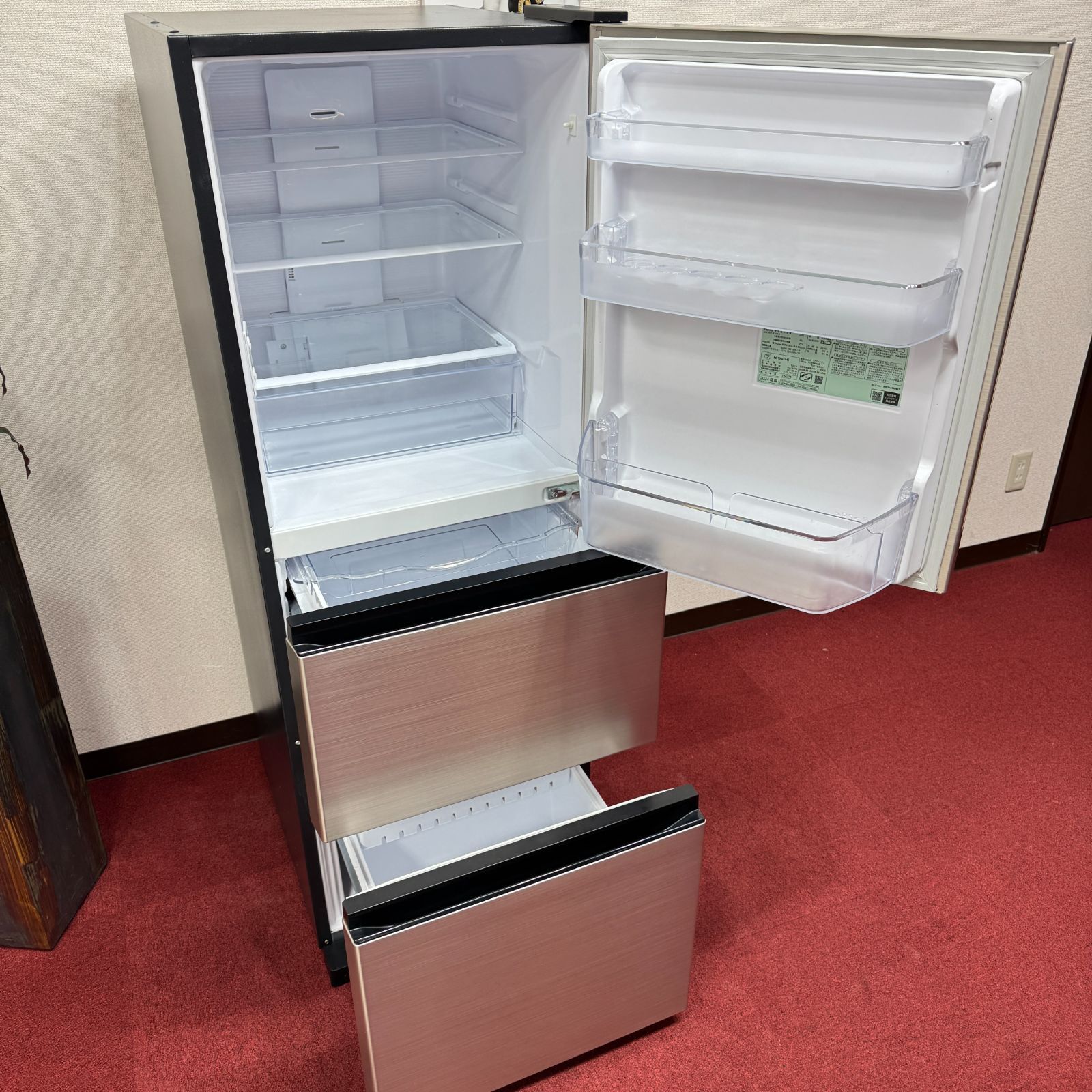 東京23区送料無料 未使用に近い日立3ドア冷蔵庫 2024年製365L R-27TV