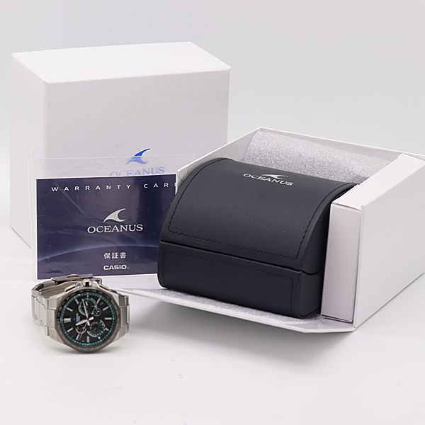  保 稼働 カシオ オシアナス OCW T 6000 A 電波ソーラー クロノグラフ 黒文字盤 メンズ腕時計 0028600 11 DKT MST 腕時計(クォーツ) 腕時計(アナログ)