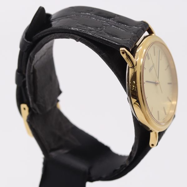 稼働 セイコー ラウンド QZ ゴールド文字盤 メンズ腕時計 5511000 12 BGT MST