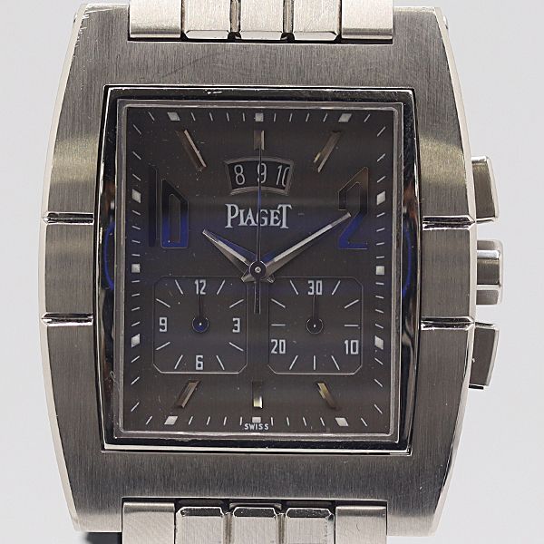 稼働 ピアジェ アップストリーム クロノグラフ 27150 QZ シルバー文字盤 メンズ腕時計 5953420 12 DIT SMZ