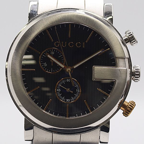 保 稼働 グッチ Gクロノグラフ 101 M QZ ブラック文字盤 メンズ腕時計 6294200 12 DIT SMZ