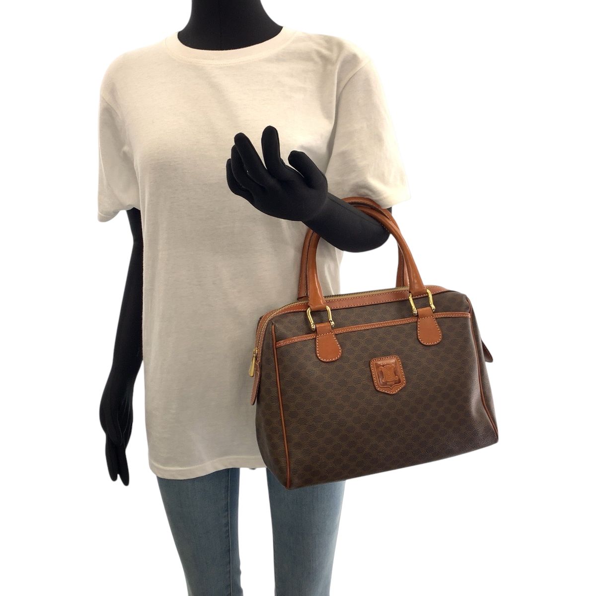 CELINE セリーヌ マカダム ブラウン ゴールド金具 PVC MC96