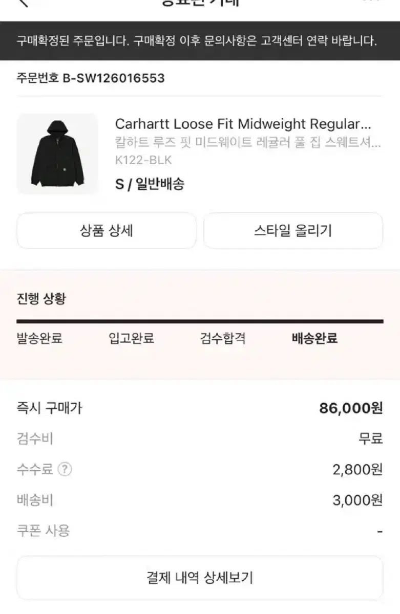 Carhartt カーハート フードジップアップ ブラック s