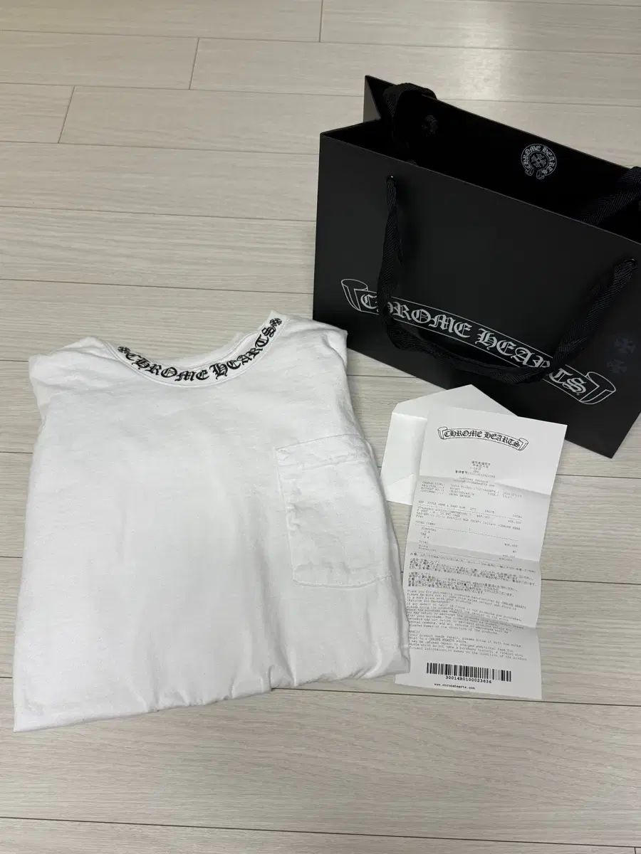 クロムハーツ ネック スクリプト ロゴ ロングスリーブ Tシャツ 白 M