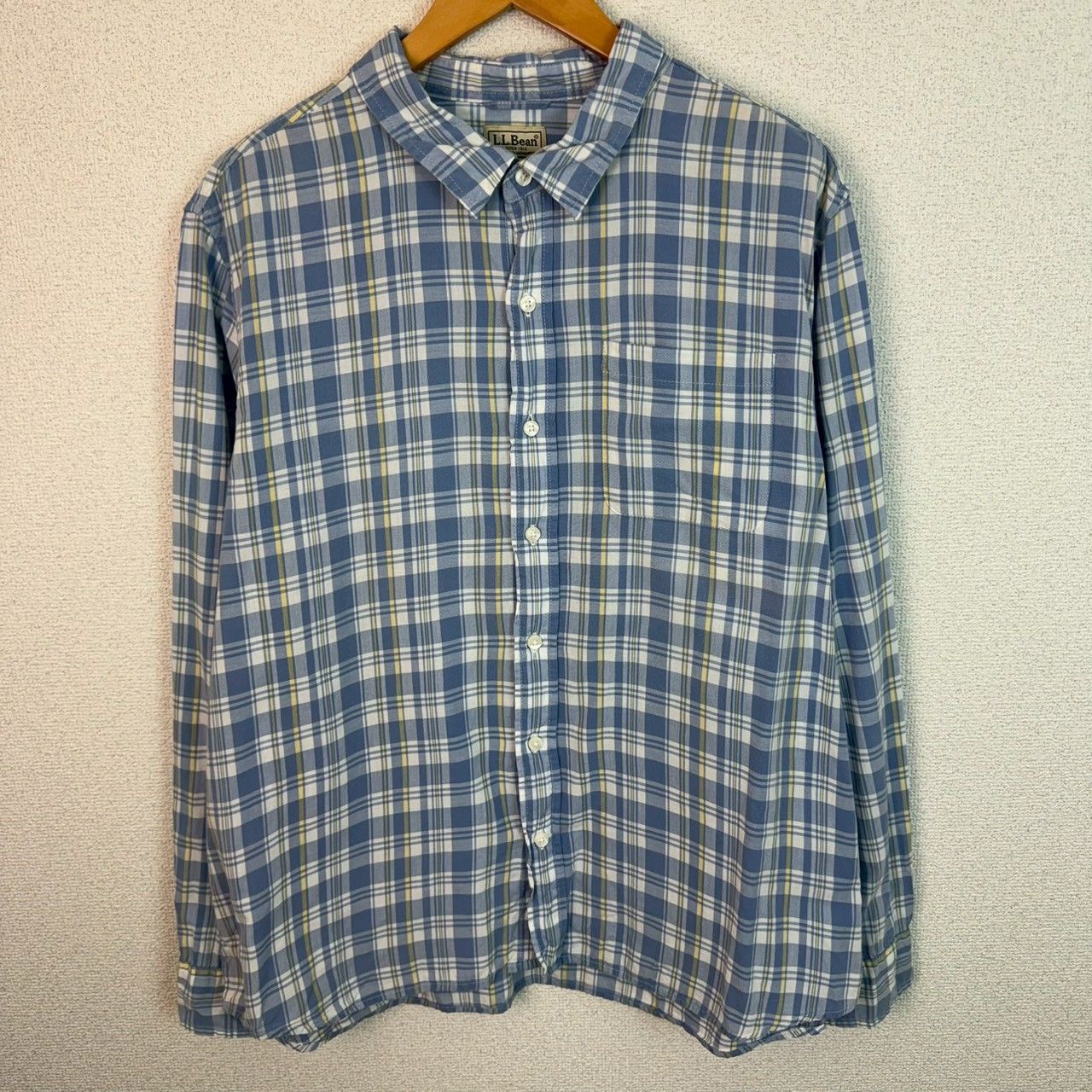 L.L.Bean エルエルビーン 長袖 シャツ チェック柄 ブルー メンズ 古着 アウトドア アメカジ