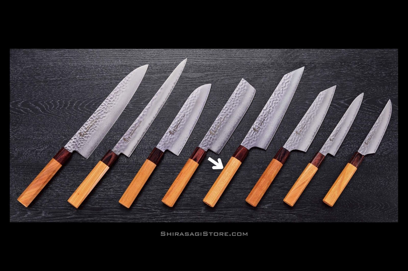 堺孝行 和剣型牛刀 包丁 VG10鋼 槌目 ダマスカス33層 190mm (07480