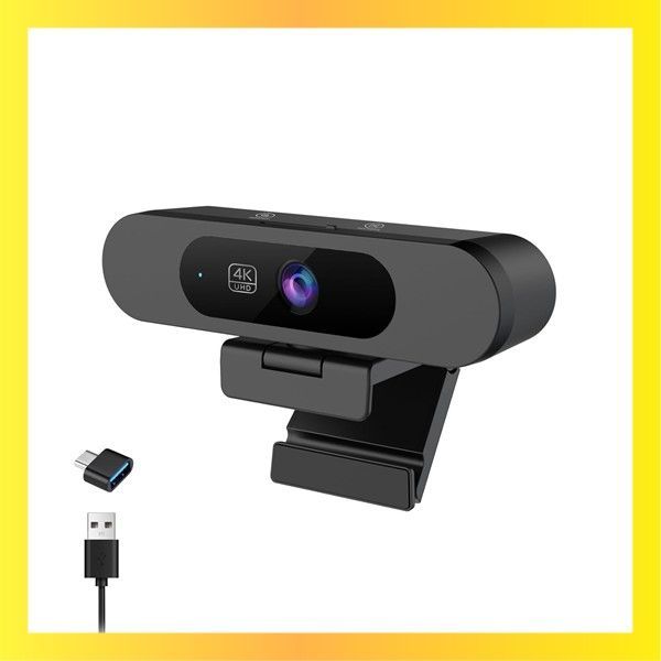 PC用4 Kウェブカメラ Ultra 4 K HD AIオートフレーミング ピクチャーインピクチャー デュアルノイズ低減マイク搭載ウェブカメラ 自動光補正 5倍デジタルズーム 92° FOV プラグアンドプレイ 会議やビデオ通話に最適
