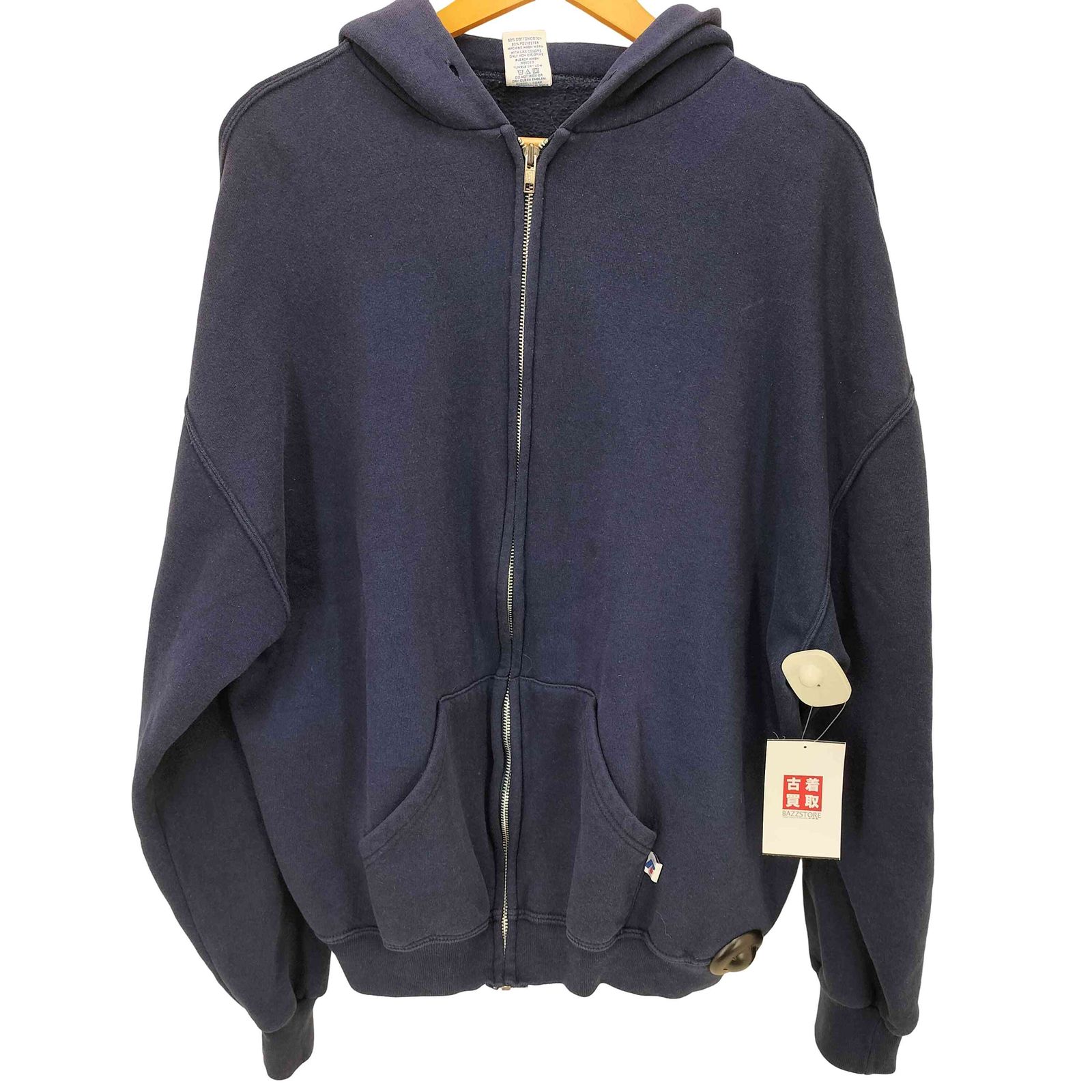 RUSSELL ATHLETIC(ラッセルアスレチック) 90s-00s メキシコ製 ジップパーカー ブランク 短丈 メンズ JPN：XL 【中古】【ブランド古着バズストア】 ラッセルアスレチック RUSSELL ATHLETIC 90s-00s メキシコ製 ジップ
