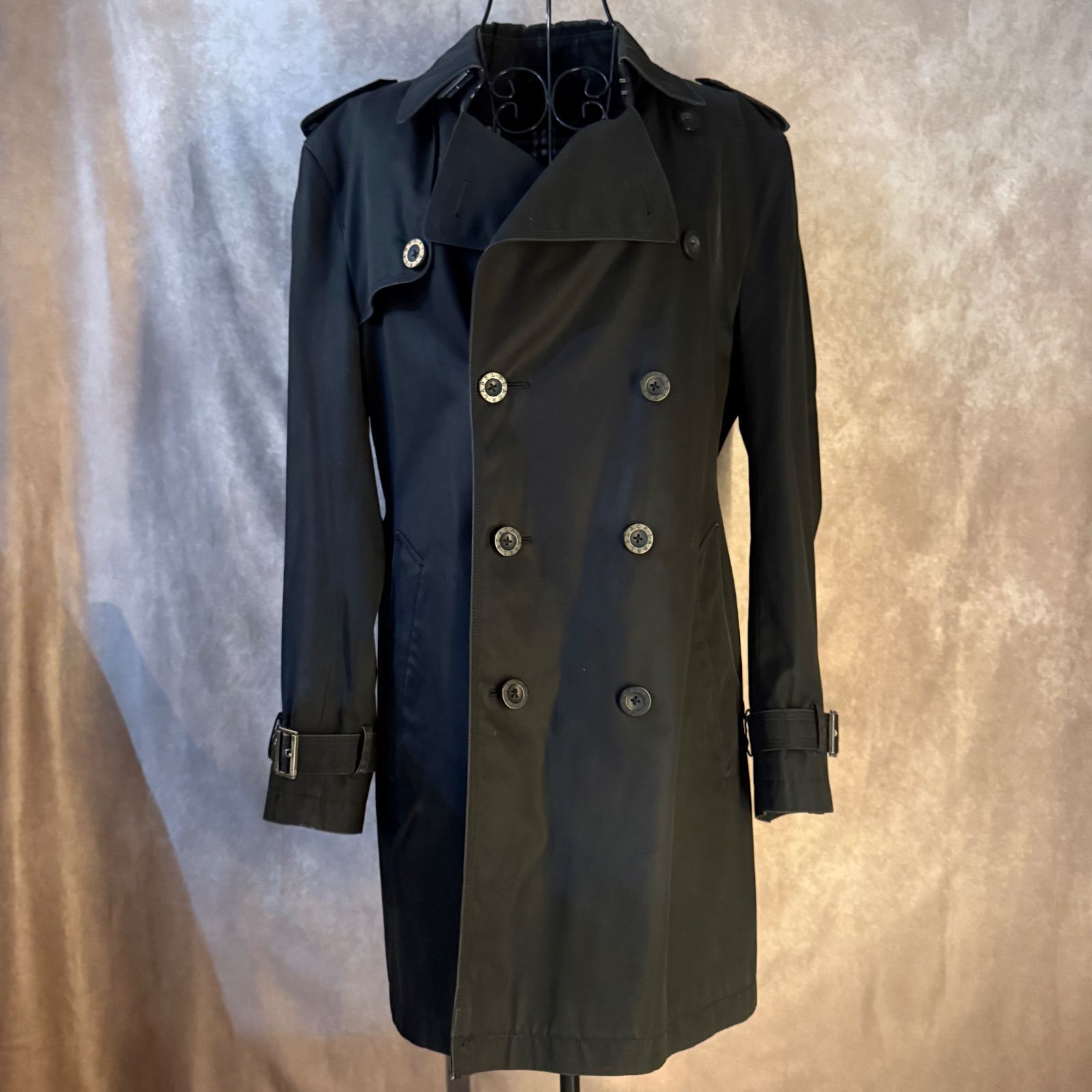 バーバリー トレンチコート ベルテッド ノバチェック 三陽商会 日本製 黒 L ✨バーバリー ブラックレーベル トレンチコート L インナー着脱可 ノバ