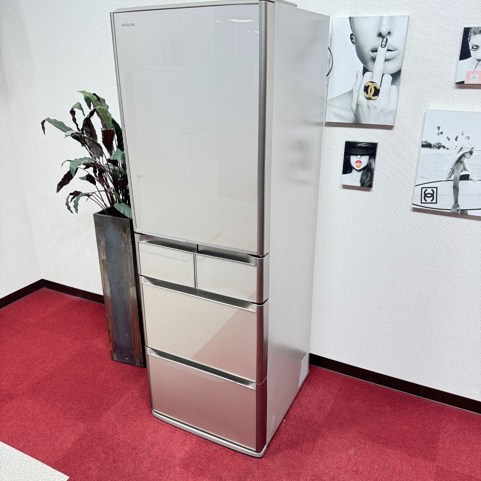 東京23区送料無料 美品日立5ドア冷蔵庫 2015年製415L R-S4200E 製氷