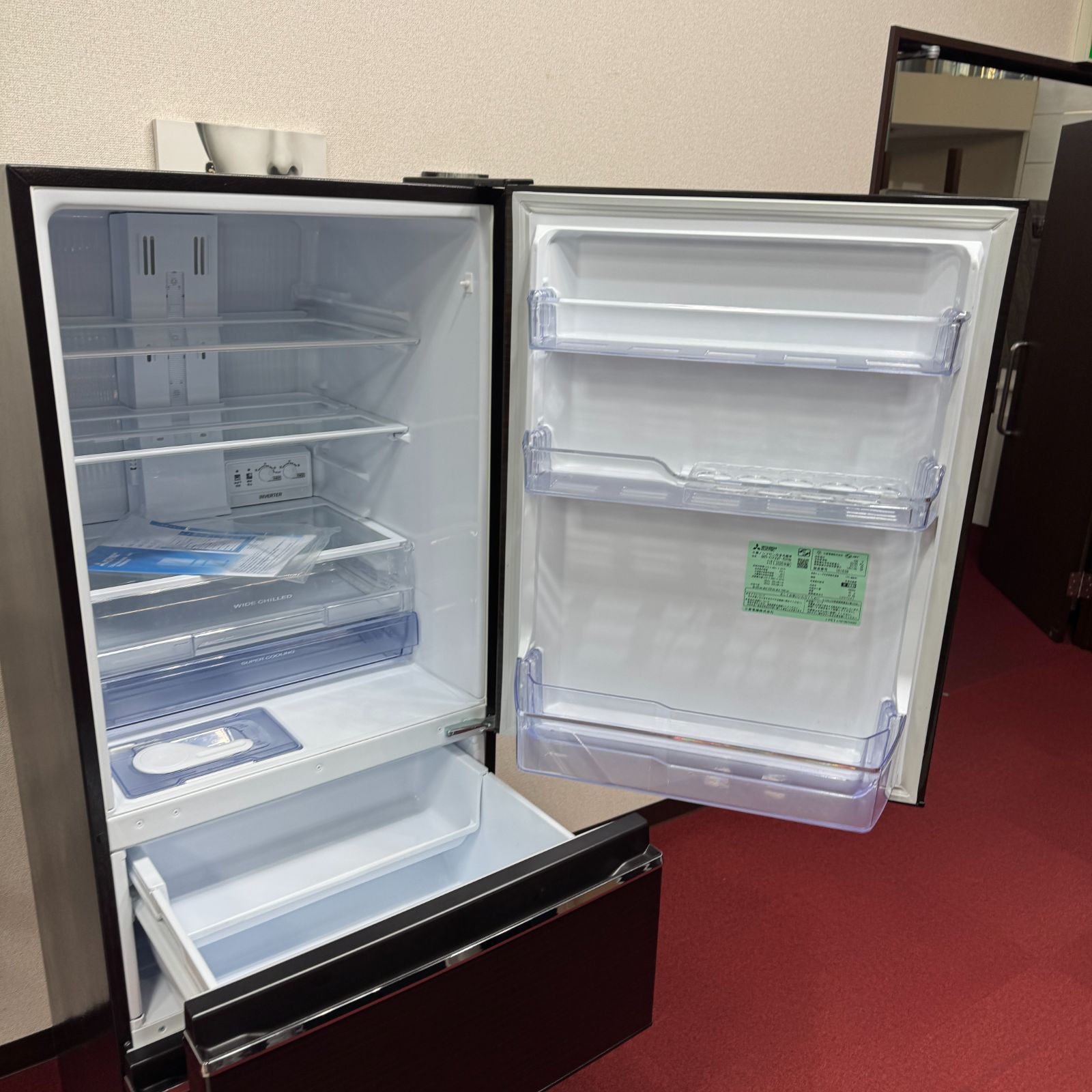 東京23区送料無料 超美品三菱3ドア冷蔵庫 2020年製330L 製氷有り MR 