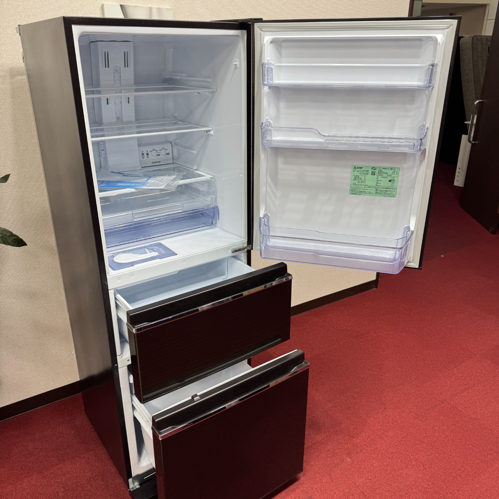 東京23区送料無料 超美品三菱3ドア冷蔵庫 2020年製330L 製氷有り MR 
