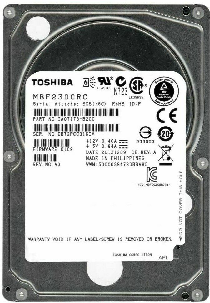 3年保証 Hard Drive Toshiba 600 GB SAS II Enterprise 16 MB 2