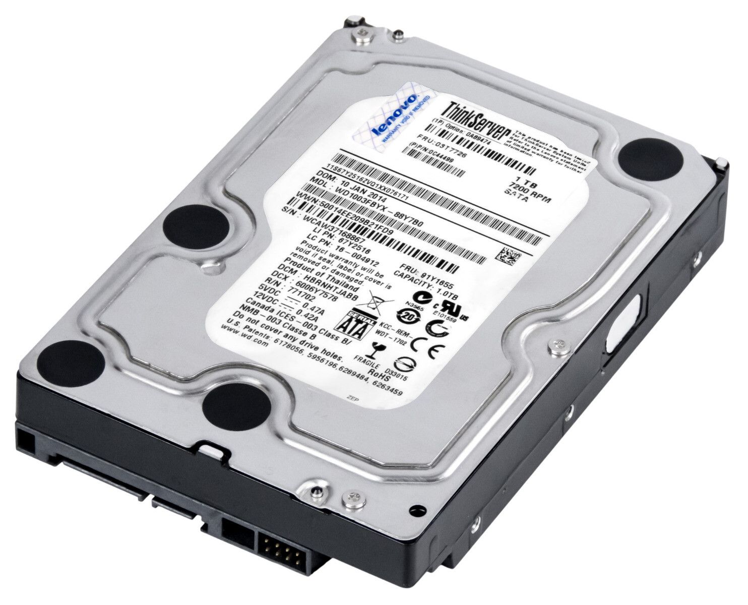 3年保証 Hard Drive Lenovo 03 T 7726 1 TB 7 2 K 64 MB SATA II 3 5