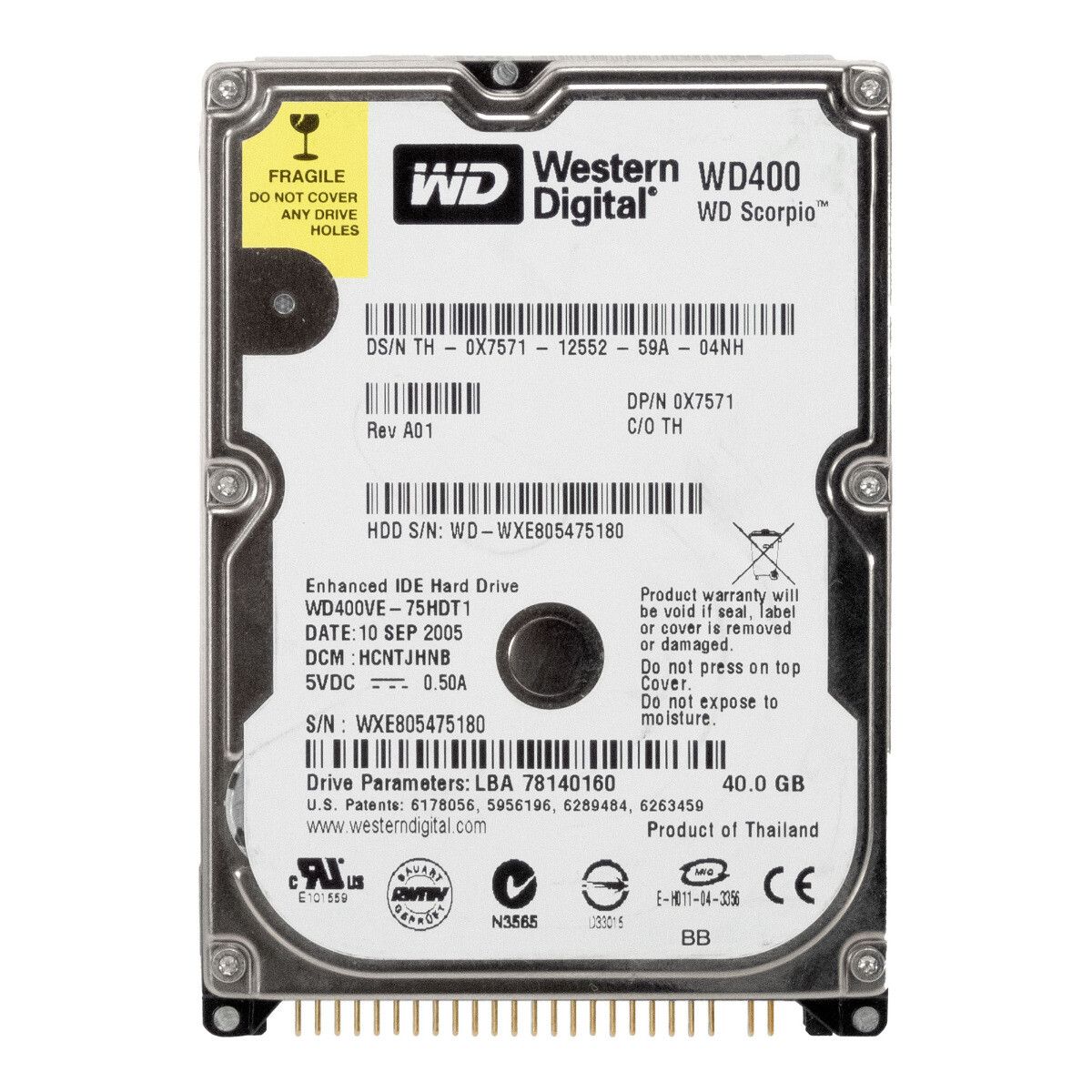 3年保証 Dell 0 x 7571 40 GB 2 5 WD 400 VE IDE ATA 5400 RPM