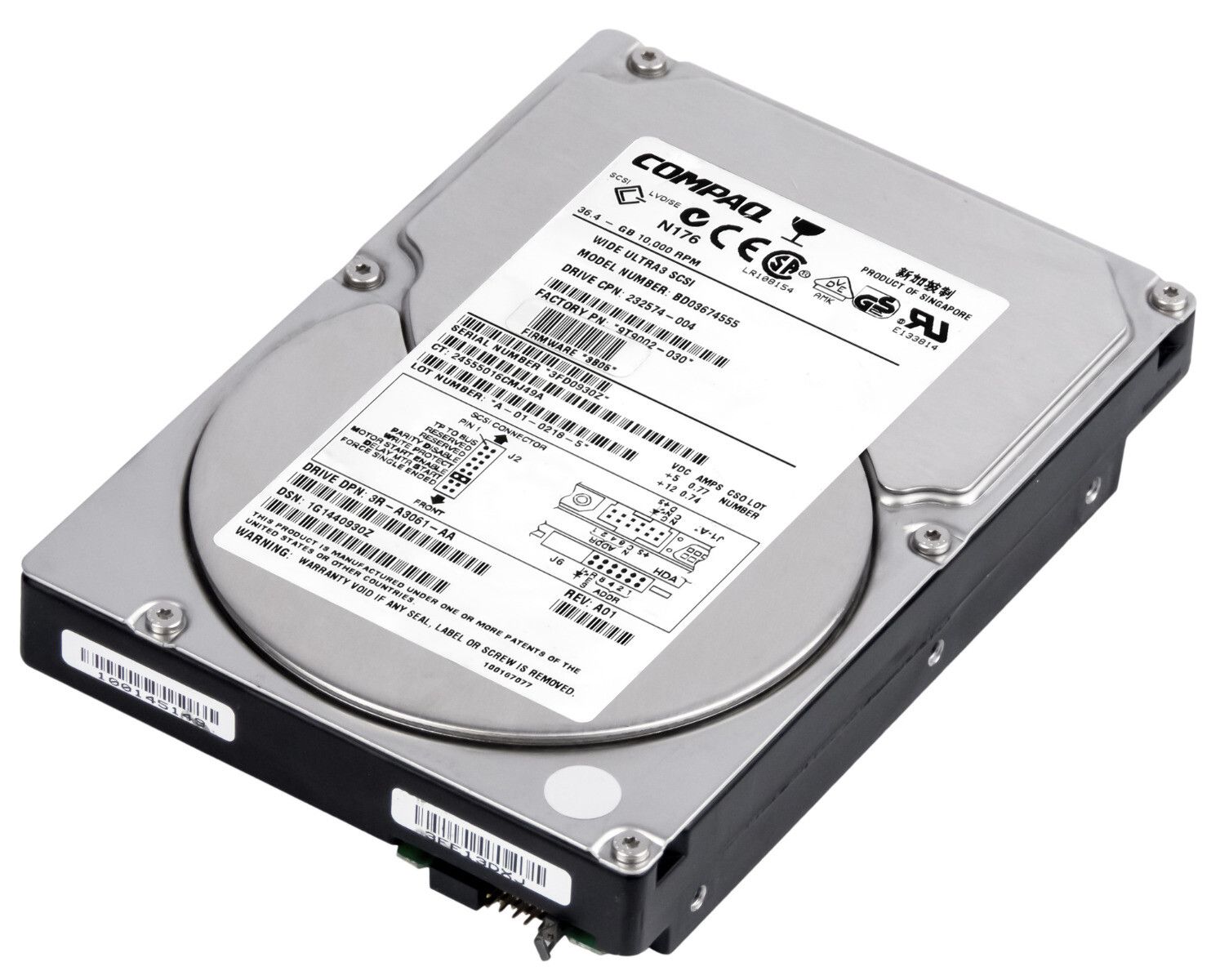 3年保証 Hard Drive Compaq 232574-004 36.4 GB 10 K 4 MB SCSI Ultra 3