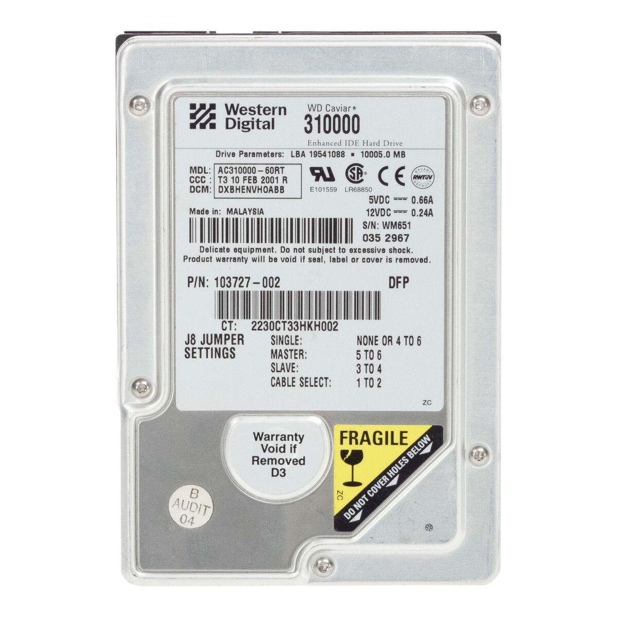 3年保証 Wd Car Ac 310000 60 rt 10 gb 5 4 k Rpm 512 kb Cache 103727 002